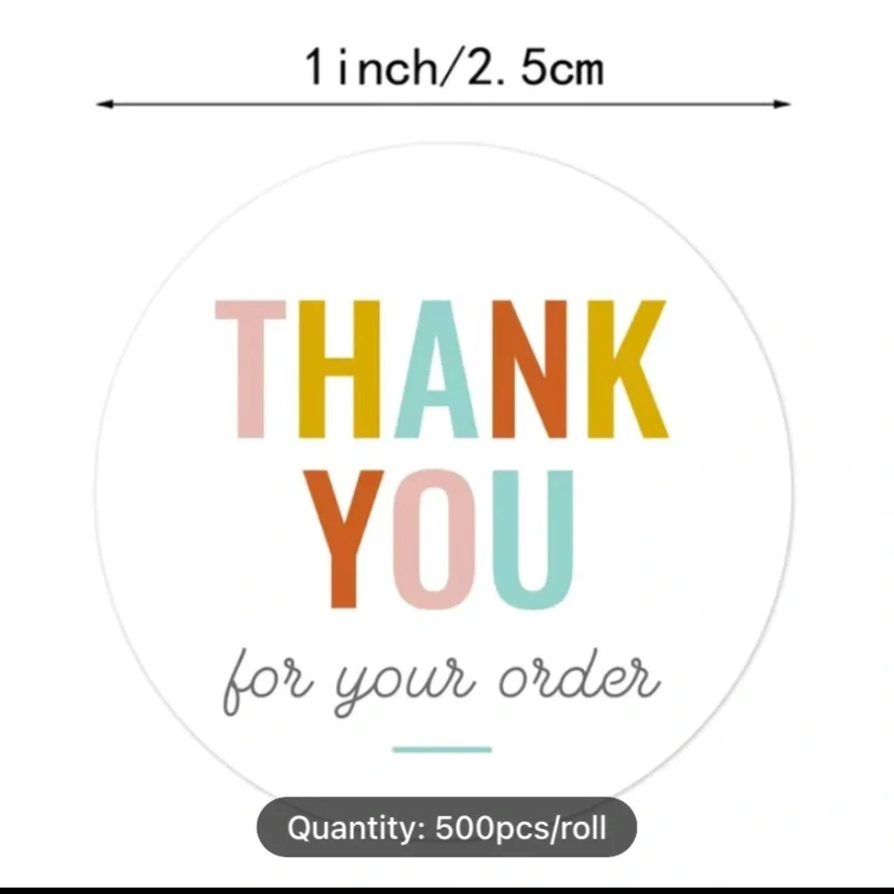 500pcs/roll 1” round thank you‎ stickers